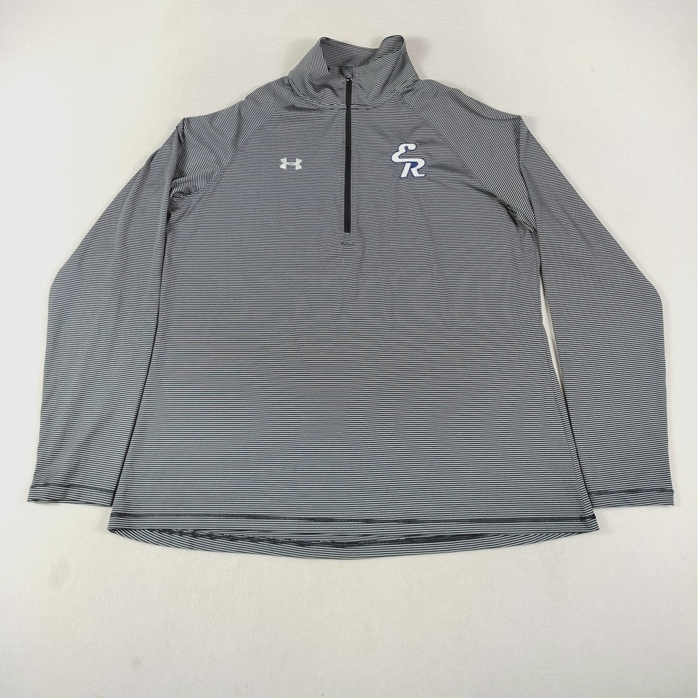 Under Armour HeatGear Quarter Zip Mens XL Gray Striped CR Logo Training Athletic